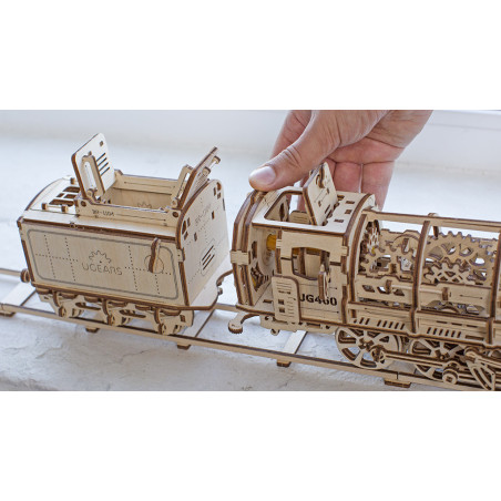 Steam Locomotive with Tender - Mechanical 3D Puzzle