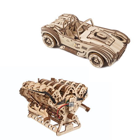 2-in-1 Bundle: V8 Engine and Drift Cobra Racing Car