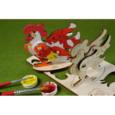 Cockerel - Wooden Colouring 3d Puzzle by Ugears