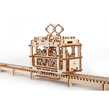 Mechanical Tram with Rails - Unique Wooden Mechanical 3d Puzzles by Ugears